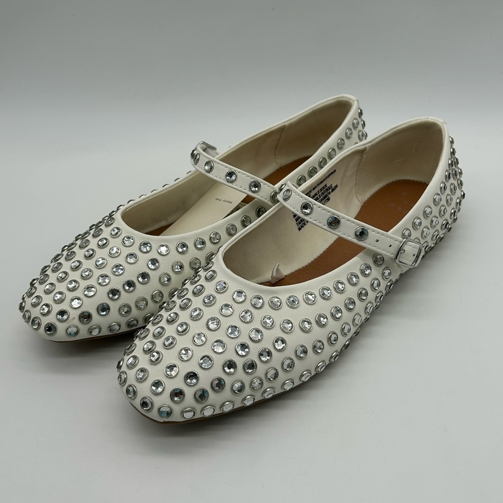 A New Day Issa Flats White Studded Mary Jane Shoes Vegan | Size 8 | New With Box - Picture 5 of 12